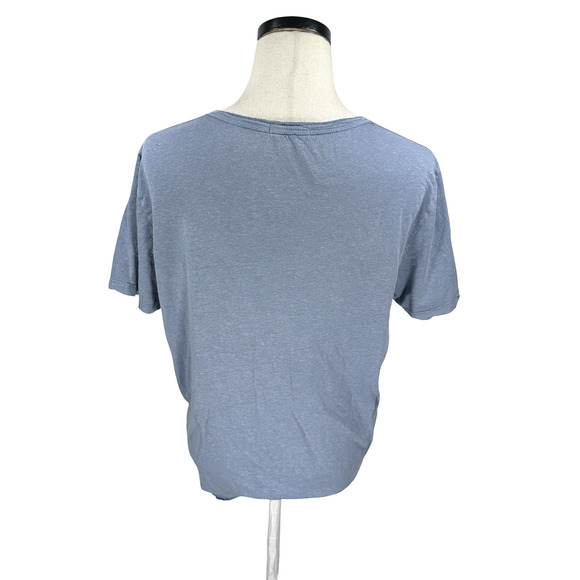 Marine Layer Henley T-Shirt Mens Large Blue Hemp Cotton Short Sleeve Button - Picture 5 of 10